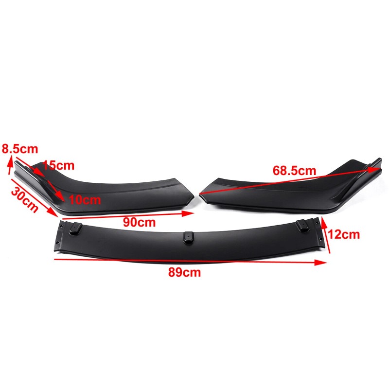 ZTT Matte black Front Bumper Lip Spoiler Splitter Body Kit