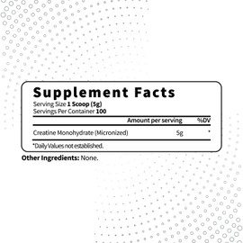Type Zero Creatine Monohydrate (Unflavored | 500g), 5000 mg Per Serving, Micronized, Zero Sugar, Keto Friendly & Gluten Free, 100 Servings