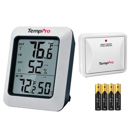 TempPro TP60B Termómetro digital para interiores y exteriores, monitor de humedad y temperatura, alcance de 200 pies60 m, termómetro e higrómetro...  