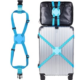 DFsucces Suitcase Belt, One-touch Type, Luggage Fastening, Adjustable, Prevents Loss, High Elasticity Suitcase Fastening Belt, Convenient for Travel (Blue)