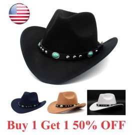 Unbranded Men’s Blue Black Felt Cowboy Hat. Men’s Western Cowboy Hat. Sombrero Vaquero - Black