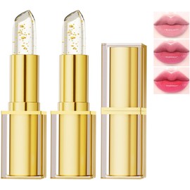 Pintalabios que cambia de color, bálsamo tintado activado por el pH para un color personalizado, brillo labial hidratante de larga duración, fórmula hidratante y no pegajosa (2PCS)