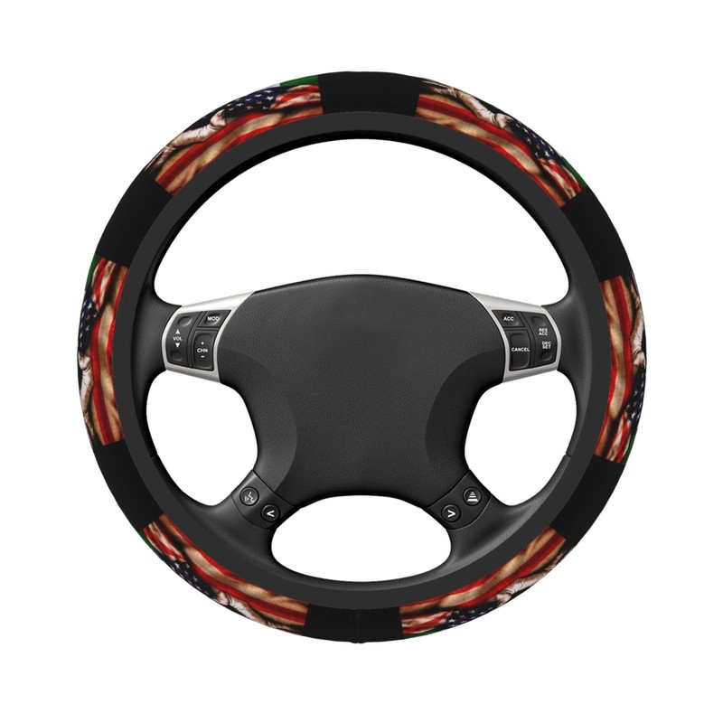 America and Mexico Mexican Mex Flag Steering Wheel Cover for