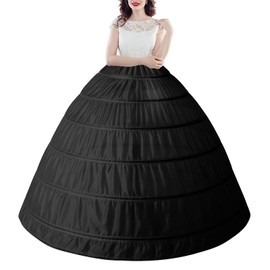 Mannice Full 6 Hoop Petticoat Skirt, Petticoats for Women Floor Length Crinoline Underskirt Petticoat Slip for Wedding