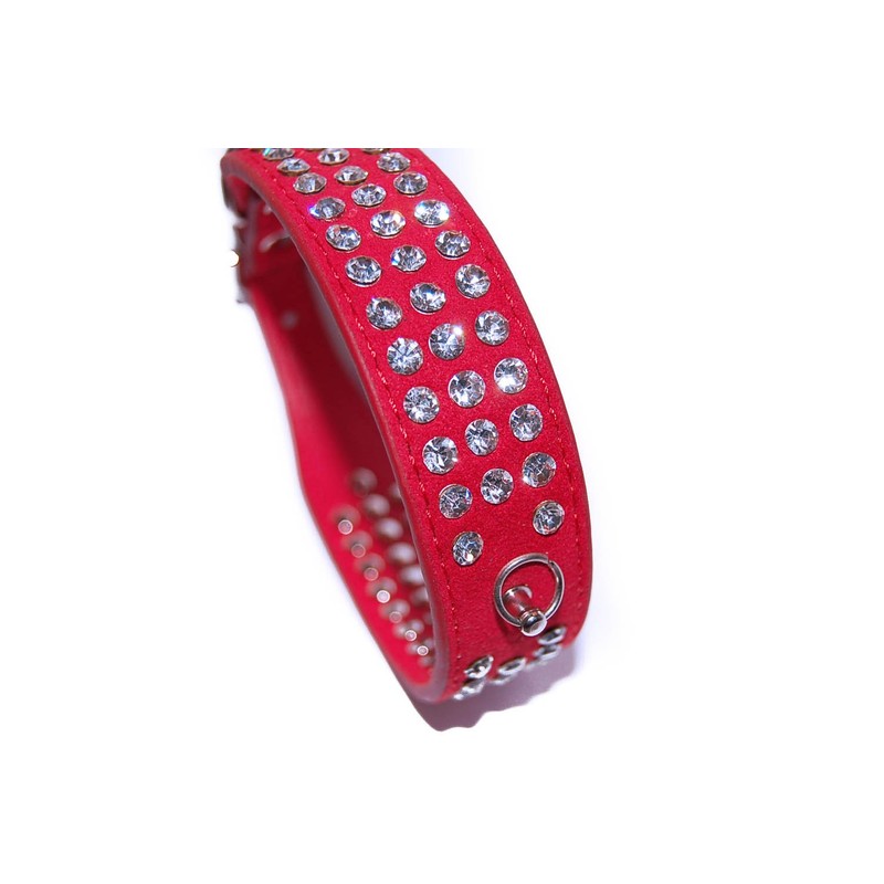 Pet Palace® "Debonair Doggy" (RUBY RED Medium) Suede Diamante Studded