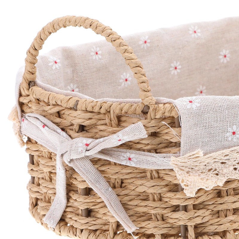 2Pcs Small Wicker Storage Baskets with Handles & Liners for
