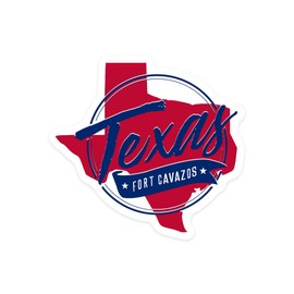 Die Cut Sticker Fort Cavazos, Texas, Bright Modern, Contour Vinyl Sticker 3 to 6 inches, (Waterproof Decal for Cars, Water Bottles, Laptops, Coolers), Large
