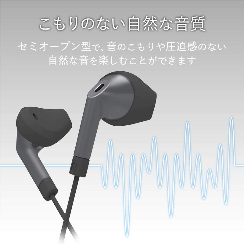 Elecom EHP-F10IMABK Semi-Open Earphones with Mic Stereo φ3.5 mm Driver