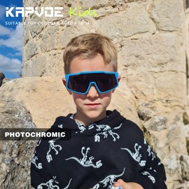 KAPVOE Photochromatic Photochromic Photochromic Children's Sunglasses Youth Baseball Sunglasses Lightweight TR90 Frame UV400 Protection Cycling Glasses for Boys Girls Sports Cycling 09