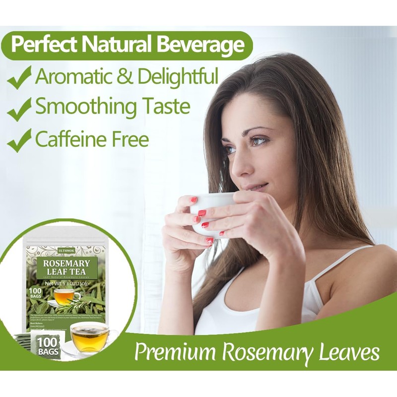 Premium Rosemary Tea Bags, 100 Teabags. Made with 100% Pure