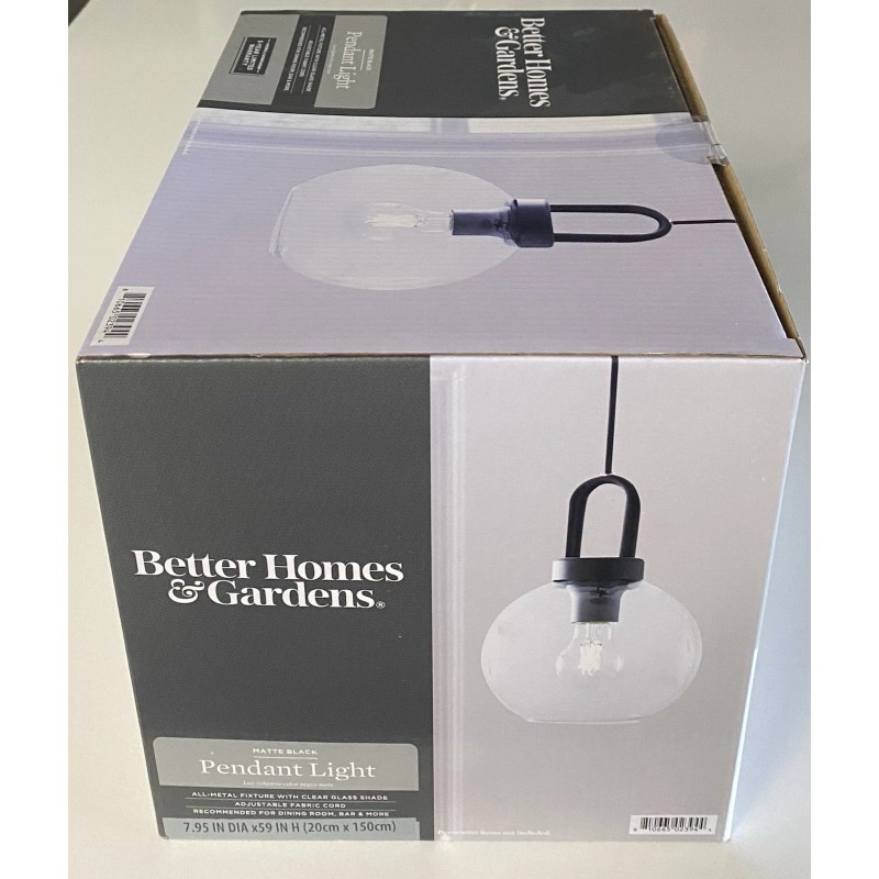 Better Homes & Gardens Globe Pendant Light, Black Finish -