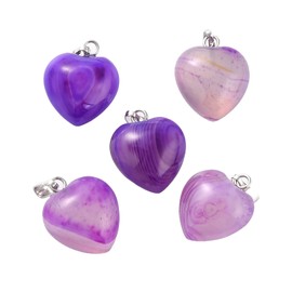 BEEFLYING 10 Pcs Agate Heart Pendant Charms Natural Gemstone Charms Healing Stone Pendants for Jewelry Making Crafts Supplies