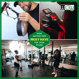 Wow Gaffers Tape 2 Inch Black - 50 Yards (Pack of 6), Residue Free, Non-Reflective & Heavy-Duty - Professional Grade Gaff Tape - Ideal for Photography Backdrop, Cables, Cords & Floor Taping…