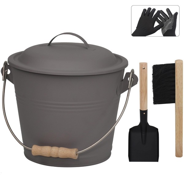 Poofzy Ash Bucket with Lid, 1.3 Gallon Ash Bucket for
