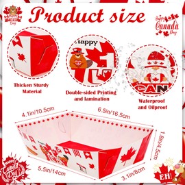 HOWAF Happy Canada Day Food Paper Trays Serving, Maple Leave Food Boats for 1th of July Canadian National Day Party Decoration Supplies, Canada Snack Trays