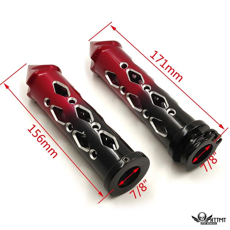 XKMT- Black Red Cruiser Motorcycle 7/8" Inch Spike Hand Grips
