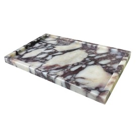 OAIQNUJ Natural Marble Vanity Tray, 9.8"x5.9" Genuine Calacatta Viola Marble Tray for Bathroom/Kitchen/Dresser