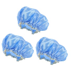 Beavorty 3pcs Double-layer Bath Caps Thickened Peva Hair Shower Caps for Women Reusable and Elastic for Makeup and Spa Activities