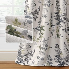 H.VERSAILTEX Linen Blackout Curtains 63 Inches Long Thermal Insulated Room Darkening Linen Curtains for Bedroom Textured Burlap Grommet Window Curtains for Living Room, 2 Panels, Grey and Sage