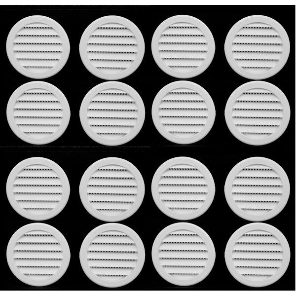 3" Round Plastic Louver Soffit Air Vent Reptile Screen Grille Cover (16, White)