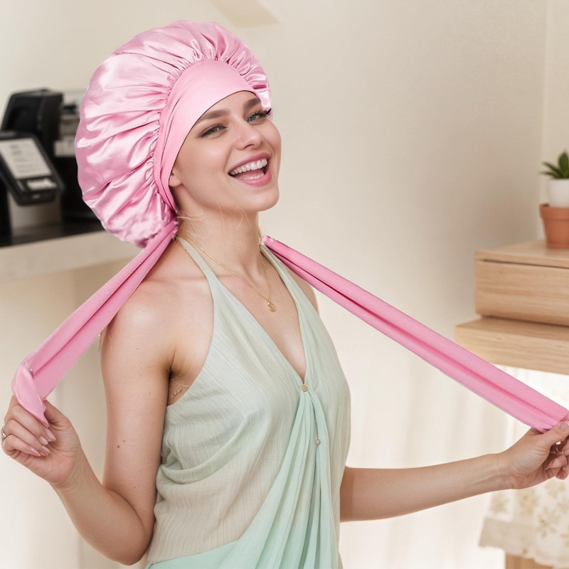 MUNSKT Satin Cap, Silk Sleep Caps for Women, Adjustable Satin