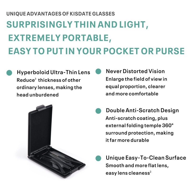SKYOLUY Case Upgrade-Ultra-light and Thin Foldable Reading Glasses Folding Readers
