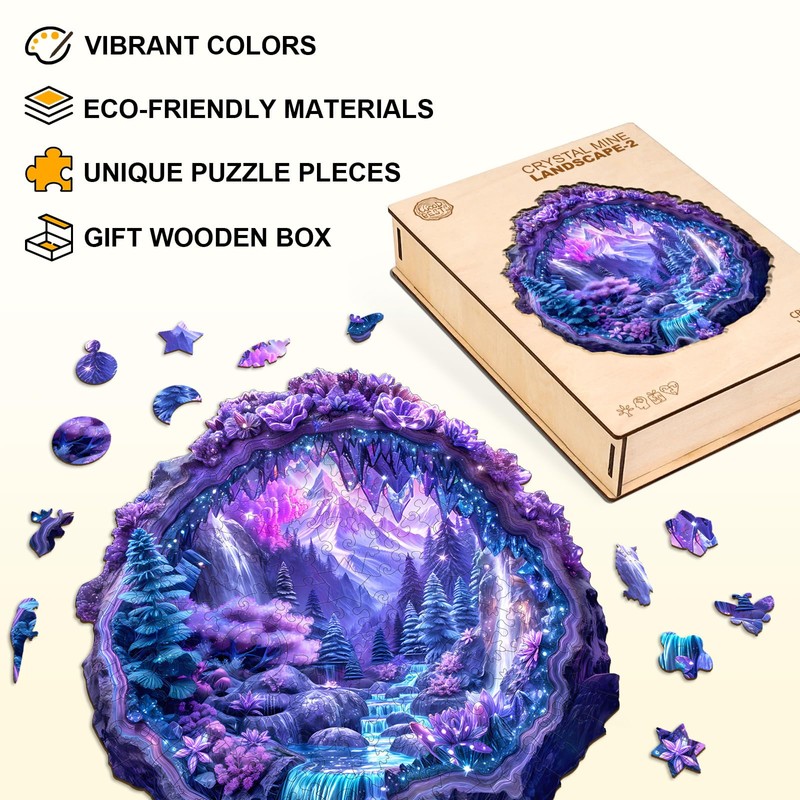 Jigfoxy Crystal Wooden Jigsaw Puzzles for Adults,245pcs Unique Animal Shape