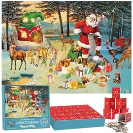 NAVESO Jigsaw Advent Calendar 2024, 1008 Pieces Christmas Calendar Jigsaw Puzzles, Christmas Scene Jigsaw Puzzles 24 Days Countdown Calendars, Holiday Christmas Gifts for Kids Adults