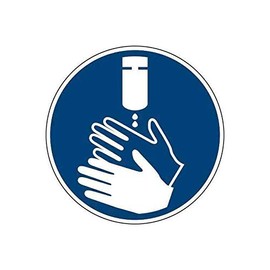 Mandatory Sticker Mandatory Sign "Hands Disinfect" Sign Foil Diameter 5-30 cm Blue Made in Germany Size: 5 cm Diameter
