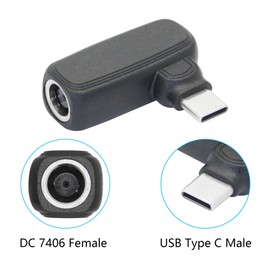 100W DC 7.4mm x 0.6mm to USB Type C Connector Adapter, 90 Degree DC 7406 Female to USB C Male Plug Power Charging Adapter, Built-in PD Intelligent Chip, for Phones, Laptops USB Type C Port Devices