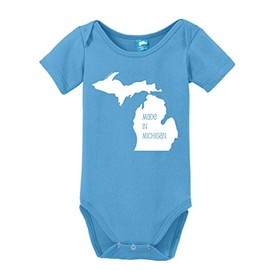 Made in Michigan Printed Baby Romper Light Blue 18-24 Month