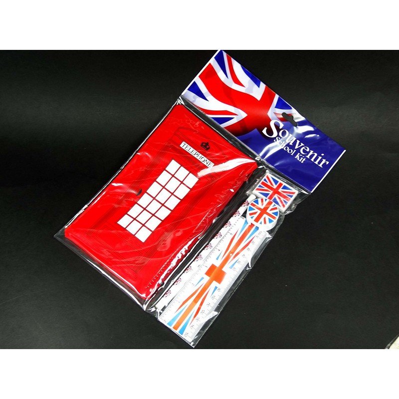 London Red Telephone Box School Kit with Union Jack Pencil