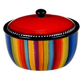 Sierra 8.25" Ceramic Bean Pot with Lid, 72 oz, Multicolor – Great for Serving Soups, Stews, Chilis, Casseroles, Salsas, and Sides – Vibrant Mexican-Inspired Cookware