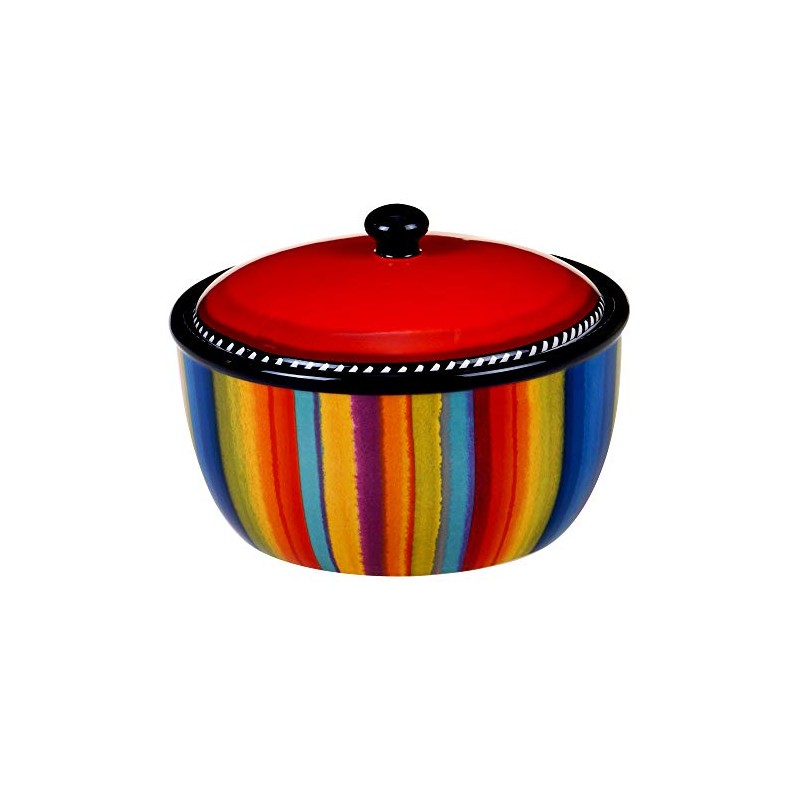 Sierra 8.25" Ceramic Bean Pot with Lid, 72 oz, Multicolor