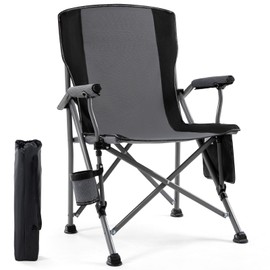 Camping Chair for Adults,Portable Folding Lawn Chair for Outside,Heavy Duty Camping Chair Support up to 330lbs,Collapsible Outdoor Chair with Cup Holder(Grey)