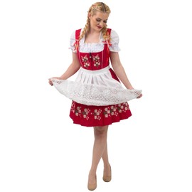 Dirndl Trachten Haus Red Short Bavarian Dirndl Dress Set For Traditional German Oktoberfest 10 M