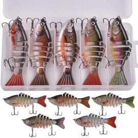 Joint Lures Set, 5 Pieces, 0.5 oz (15 g), Articulated Fishing Lures, Swimbait, Multi-Joint Lure, Trout Salt, Bass Fishing Lure, Far Throw Joint Bait