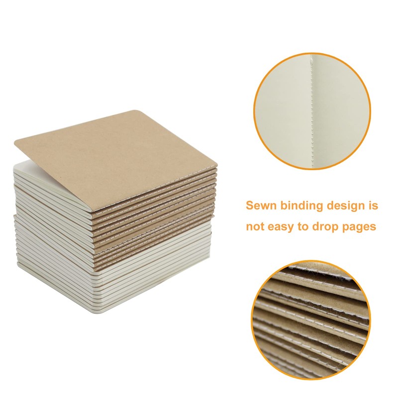 ZMCYN 24 Pack Kraft Cover Blank Notebooks A6 (14x10 cm),