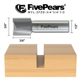 FivePears Straight Router Bits 1/2 Inch Shank Double Flute, 3/4 Inch Cutting Diameter, 3/4 Inch Cutting Length, Used for Create Groove, Dado or Hollow