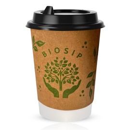 CHEF ROYALE 500 x 8oz Disposable Paper Coffee Cups with Lids Paper Cups for Hot & Cold Drinks Party Decor Cups for Your Home,Office (500, 8oz)