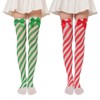 JIHUOO 2 Pairs Peppermint Candy Cane Socks Christmas Striped Stockings