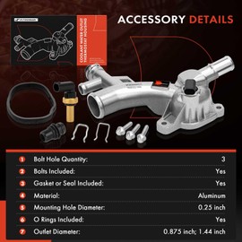 A-Premium Upgraded Aluminum Coolant Housing Water Outlet Compatible with Chevy Cruze 2011-2015, Cruze Limited 2016, Sonic 2012-2020, Trax & Buick Encore 2013-2019, 1.4L, Replace# 25193922, 55565334