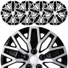 Nationwide Hubcaps Inc 15" Set of 4 Black Silver Wheel Covers Snap On Hub Caps fit R15 Tire & Steel Rim