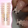 LunarCharm 24 Pieces French Tip Press-on Nails with Leopard Pattern,