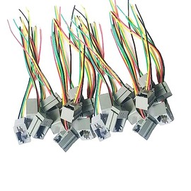 Sopepoyie RJ9 Female Connector 4P4C with Wires 4.33" PCB Socket Mount Telephone Connectors Adapters Grey 20pcs