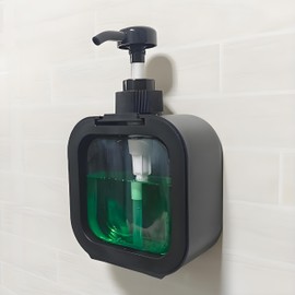 Hand Soap Dispenser Bathroom, Shower Soap Dispenser Wall Mounted, Dish Soap Dispenser for Kitchen, Shampoo and Conditioner Dispenser with Pump and Labels (Black)