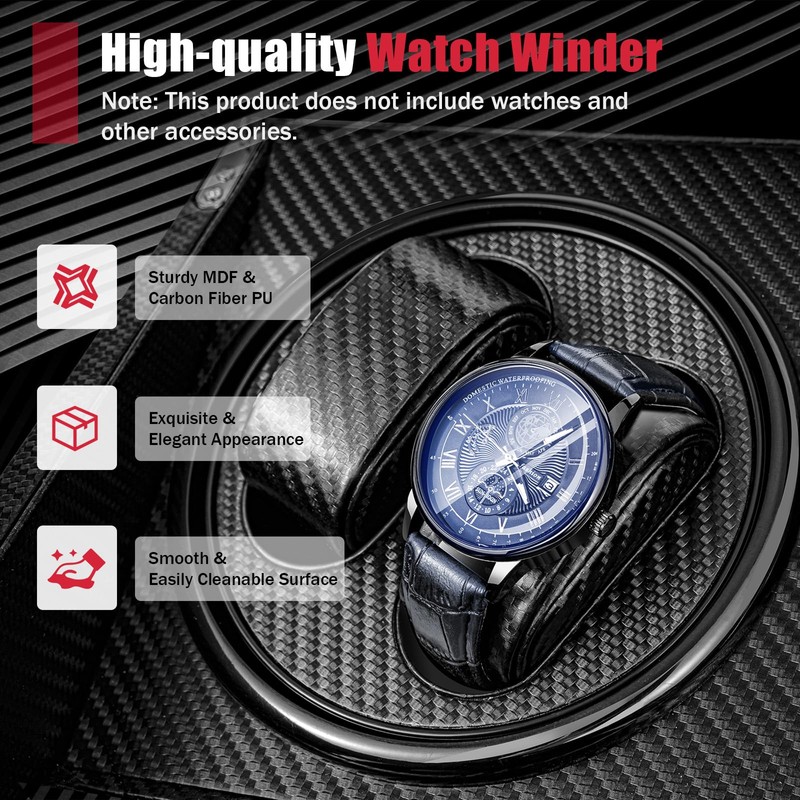 CRYBY Watch Winder, Automatic Watch Winder Case with 4 Quiet