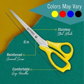 Scissors, 8" Scissors All Purpose, 4 Pack Scissors Heavy Duty, Scissors for Office Supplies and Teacher Supplies, Stainless Steel Scissors, Craft Scissors, Fabric Scissors, Scissors Multipack Color