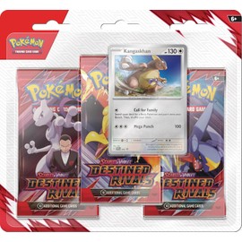 Pokémon TCG: Scarlet & Violet—Destined Rivals 3-Pack Blister – Kangaskhan (3 Booster Packs & 1 Foil Promo Card)