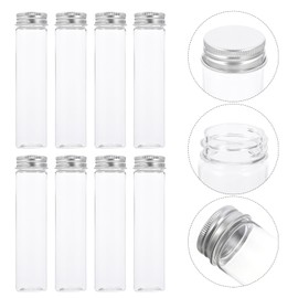 iplusmile Test Tube, Flat Bottom, Test Tube, Plastic Container, Aluminum Cap with Lid, Transparent, Cosmetics, Liquid, Storage, Divided Container, Travel Container, 4.3 fl oz (110 ml), 10 Bottles